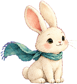 Rabbit wearing a mint scarf