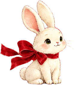 Rabbit wearing a berry bow
