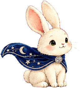 Rabbit wearing a moon cloak